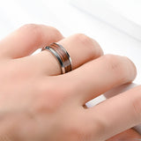 Enamel Wood Grain Ring Set