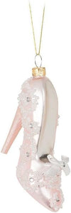 Pink & Pearl High Heel Ornament, Glass (3" H)