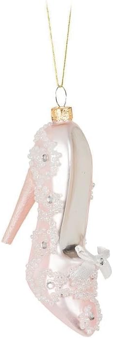 Pink & Pearl High Heel Ornament, Glass (3