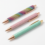 Bling Pens showing rhinestone and fine glitter finishes