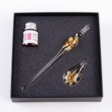 Gold and cream glass pen set