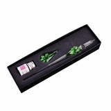 Green glass pen set