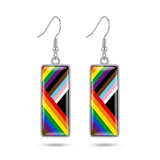 Diagonal Progress Pride Rectangle Earrings