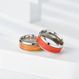 Enamel Wood Grain Ring Set