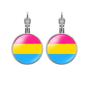 Gay Pride Drop Earring Pansexual Pride Flag   Photo 16MM Glass Cabochon Jewelry Trendy Lever Back Earrings