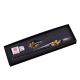 Glass Pen Set with ink and Pen Rest