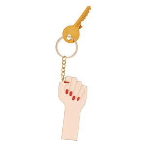 OVERSIZED GIRL POWER WHITE KEYCHAIN